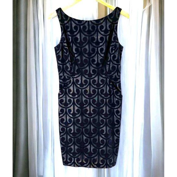 Milly Black Swirl Print Cotton Voile Sleeveless Sheath Dress Size 8 - Picture 2 of 7